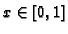 $x\in[0,1]$
