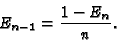 \begin{displaymath}E_{n-1} = {1-E_n \over n}.
\end{displaymath}