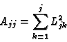\begin{displaymath}A_{jj} = \sum_{k=1}^j L_{jk}^2
\end{displaymath}